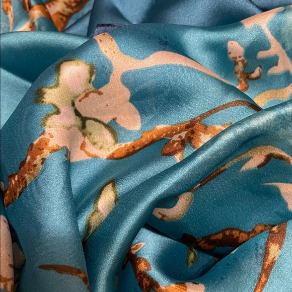 Vibrant Teal Floral Women's Scarf - Picture 2 of 4
